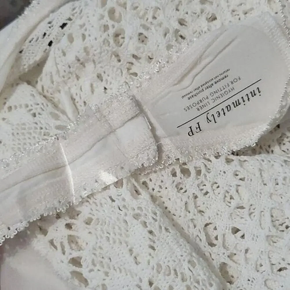 Free People White Hooked on Lace Knit Cotton Thong Bodysuit NEW Women's Small